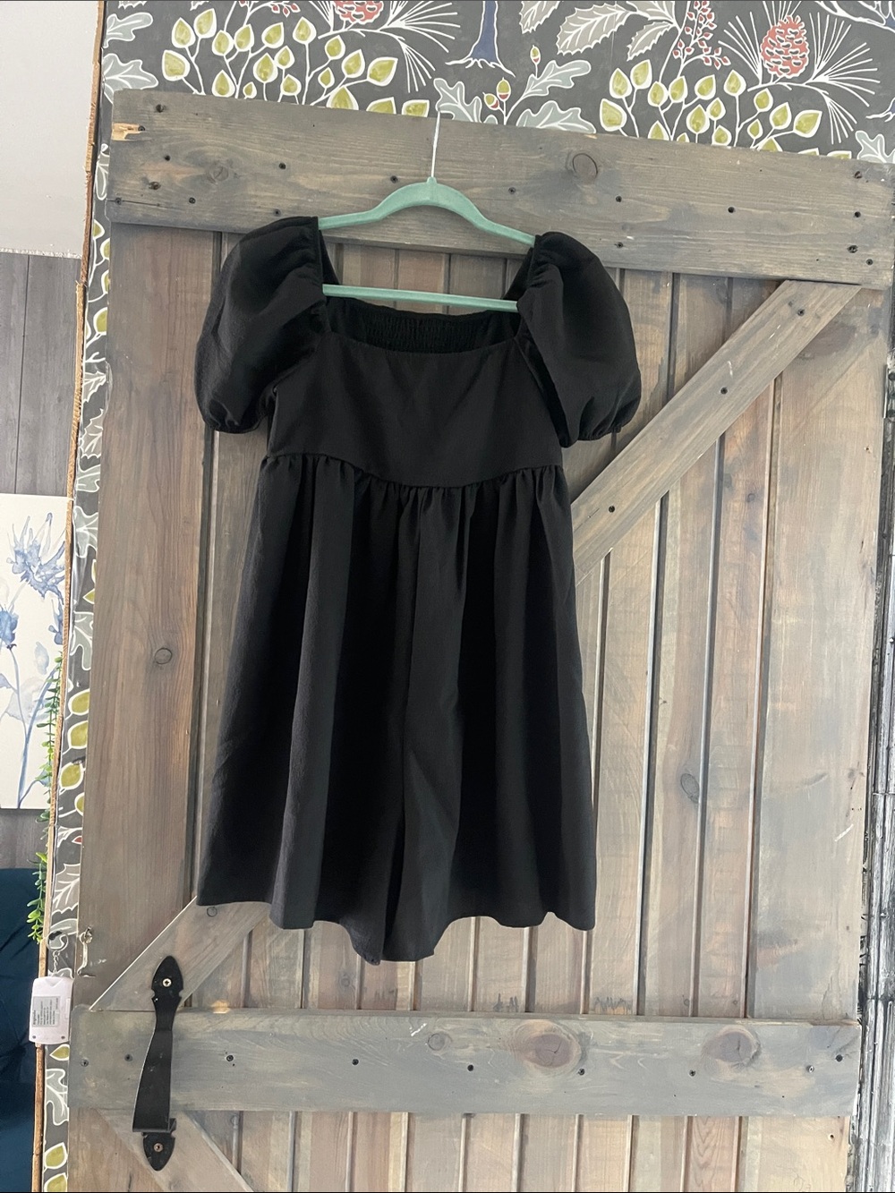 Black Puff-Sleeve Babydoll Jumpsuit & Romper